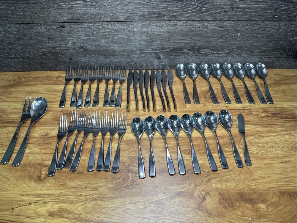Nambe ANNA Stainless 18/10 Glossy Silverware Flatware Set Of 43 Pcs